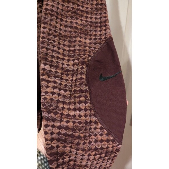 Nike pro women's Sz S Velvet Burnout tights brown Fall Warm Soft Unique - Picture 2 of 5
